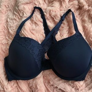 Blue cross back push up bra